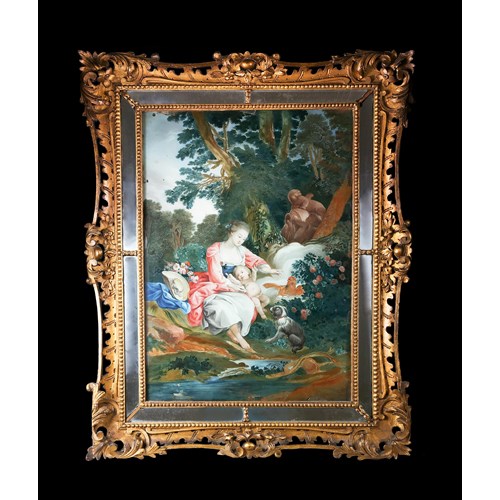Chinese Reverse Glass Painting after Boucher